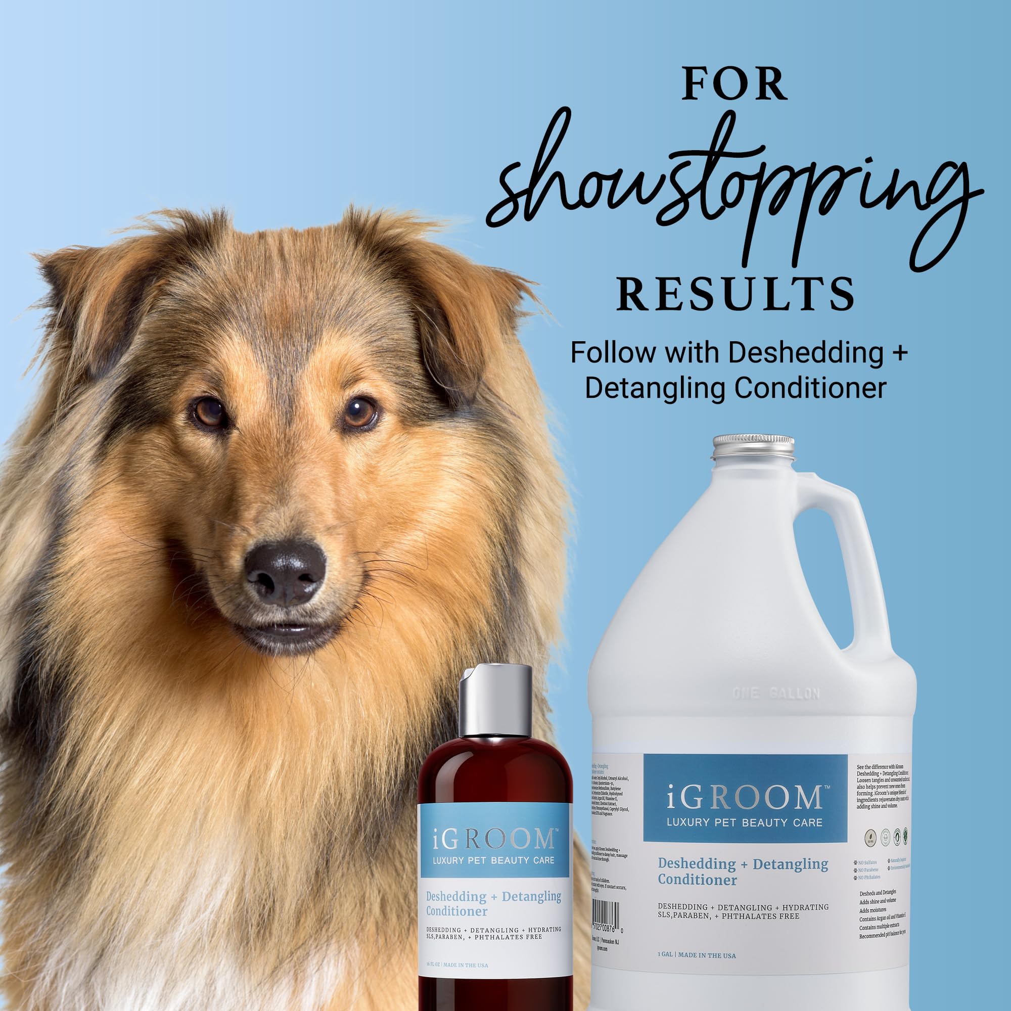 Igroom Deshedding & Detangling Dog Shampoo, Luxury Pet Beauty Care, Loosen Tangles + Unwanted Undercoat, Adds Shine + Volume, Made In Usa (16 Oz)